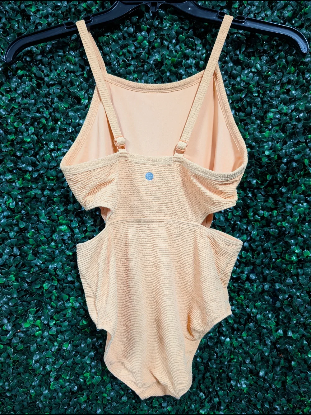 Zella Girl's Peach Cutout Ribbed One-Piece Swimsuit
